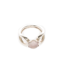Pre Owned Montblanc Cabochon de Montblanc Rose Quartz Silver Ring Size 58