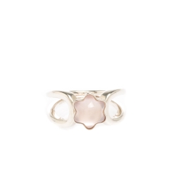 Pre Owned Montblanc Cabochon de Montblanc Rose Quartz Silver Ring Size 58