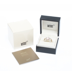 Pre Owned Montblanc Cabochon de Montblanc Rose Quartz Silver Ring Size 58