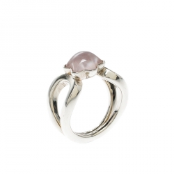 Pre Owned Montblanc Cabochon de Montblanc Rose Quartz Silver Ring Size 50