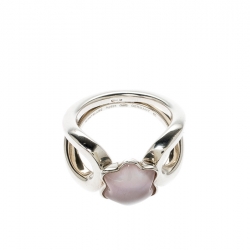 Pre Owned Montblanc Cabochon de Montblanc Rose Quartz Silver Ring Size 50