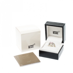 Pre Owned Montblanc Cabochon de Montblanc Rose Quartz Silver Ring Size 50