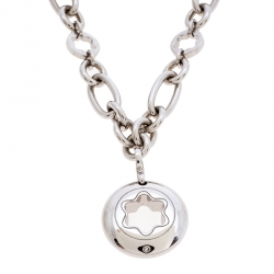 Pre Owned Montblanc Star Signet Silver Chain Link Pendant Necklace