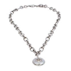 Pre Owned Montblanc Star Signet Silver Chain Link Pendant Necklace