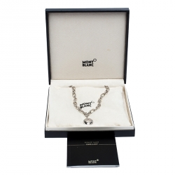 Pre Owned Montblanc Star Signet Silver Chain Link Pendant Necklace