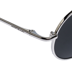 Pre Owned Montblanc Silver Tone /Smoke Grey MB-550S Round Sunglasses 