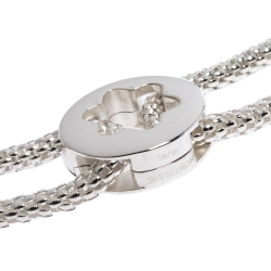 Pre Owned Montblanc Star Collection Onyx & Silver Chain Link Long Necklace