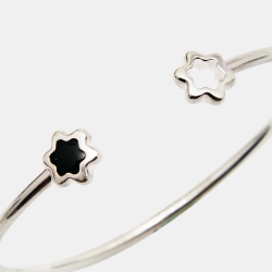 Pre Owned Montblanc Star Onyx Sterling Silver Open Cuff Bracelet