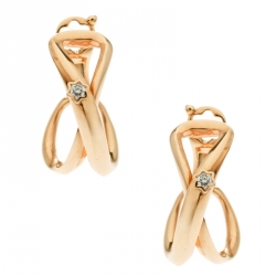 Pre Owned Montblanc Infiniment Vôtre Diamond 18k Rose Gold Hoop Earrings