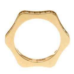 Pre Owned Montblanc 4810 Star Diamond 18k Yellow Gold Band Ring Size 54