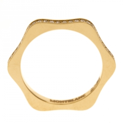 Pre Owned Montblanc 4810 Star Diamond 18k Yellow Gold Band Ring Size 52