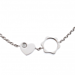 Montblanc Diamond 18k White Gold Heart Star Charm Bracelet