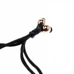 Pre Owned Montblanc Boheme Diamond 18k Rose Gold Black Cord Adjustable Bracelet