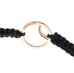 Pre Owned Montblanc Boheme Diamond 18k Rose Gold Black Cord Adjustable Bracelet