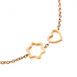 Pre Owned Montblanc Star Heart Charm 18k Rose Gold Bracelet