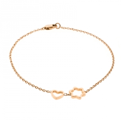 Pre Owned Montblanc Star Heart Charm 18k Rose Gold Bracelet