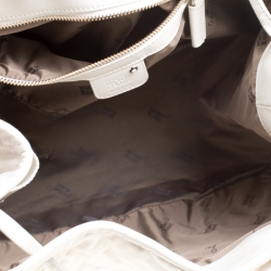 Montblanc White Nylon and Leather Starisma Dalila Drawstring Hobo