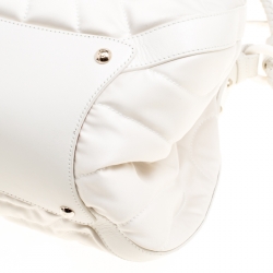 Montblanc White Nylon and Leather Starisma Dalila Drawstring Hobo