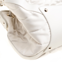 Montblanc White Nylon and Leather Starisma Dalila Drawstring Hobo