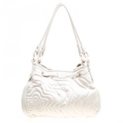 Montblanc White Nylon and Leather Starisma Dalila Drawstring Hobo