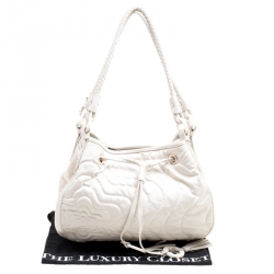 Montblanc White Nylon and Leather Starisma Dalila Drawstring Hobo
