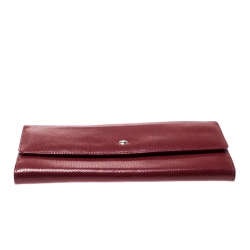 Montblanc Red Soft Grain Leather 10CC Long Wallet 