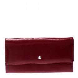 Montblanc Red Soft Grain Leather 10CC Long Wallet 