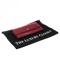 Montblanc Red Soft Grain Leather 10CC Long Wallet 