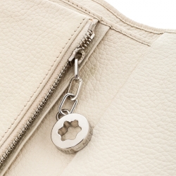 Pre Owned Montblanc Off White Leather Strarisma Compact Wallet 