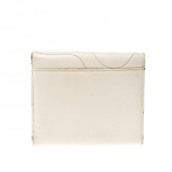 Pre Owned Montblanc Off White Leather Strarisma Compact Wallet 