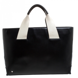 Pre Owned Montblanc Black/White Leather Tote