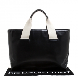 Pre Owned Montblanc Black/White Leather Tote