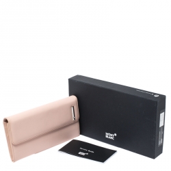 Pre Owned Montblanc Rose Pink Leather Lady Star Continental Wallet