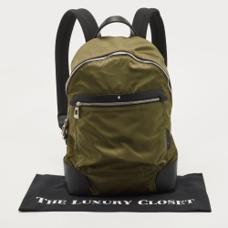 Montblanc Green/Black Nylon and Leather Spirit Backpack