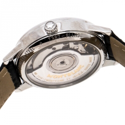 Montblanc White Stainless Steel Leather Boheme Day & Night 114730 Women's Wristwatch 30 mm