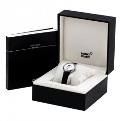 Montblanc White Stainless Steel Leather Boheme Day & Night 114730 Women's Wristwatch 30 mm