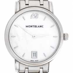 Montblanc White Mother Of Pearl Stainless Steel Star Classique 108764 Women's Wristwatch 34 mm