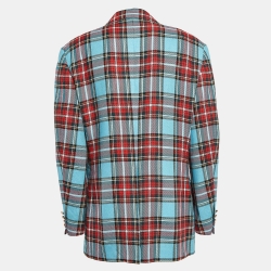 Pre Owned Moschino Cheap and Chic Vintage Blue Tartan Check Blazer L