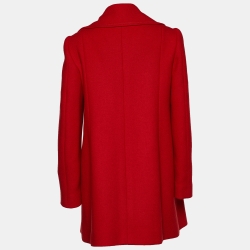 Pre Owned Moschino Cheap and Chic Red Wool Button Front Coat L
