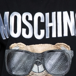 Pre Owned Moschino Couture Black Teddy Logo Embroidered Cotton T-Shirt XXS