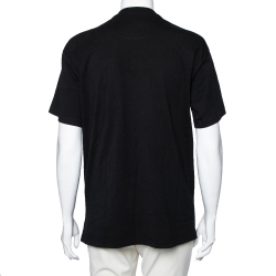 Pre Owned Moschino Couture Black Teddy Logo Embroidered Cotton T-Shirt XXS