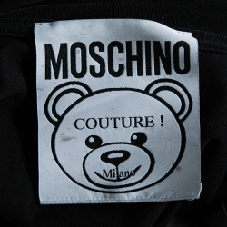 Pre Owned Moschino Couture Black Teddy Logo Embroidered Cotton T-Shirt XXS
