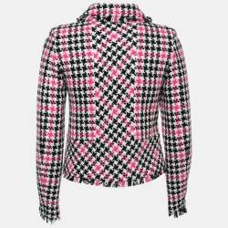 Pre Owned Moschino Couture Black & Pink Houndstooth Wool Jacket S