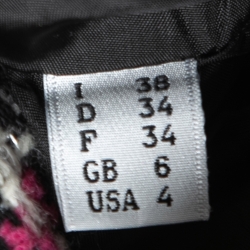 Pre Owned Moschino Couture Black & Pink Houndstooth Wool Jacket S