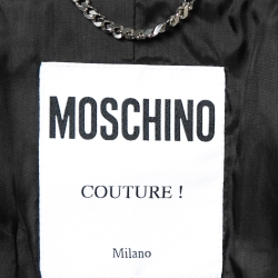 Pre Owned Moschino Couture Black & Pink Houndstooth Wool Jacket S