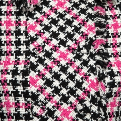 Pre Owned Moschino Couture Black & Pink Houndstooth Wool Jacket S