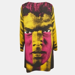 Pre Owned Moschino Couture Multicolor Printed Crepe Mini Shift Dress L