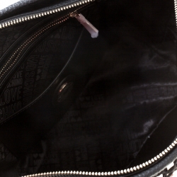 Pre Owned Love Moschino Black and Silver Faux Leather Applique Tote