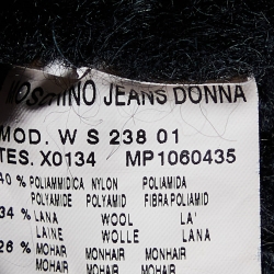Pre Owned Moschino Jeans Black Wool & Mohair Knit Patch Detail Sweater L