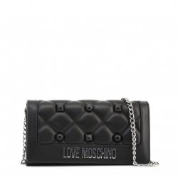 Pre Owned Love Moschino Black Quilted Faux Leather Studded WOC Clutch Bag
